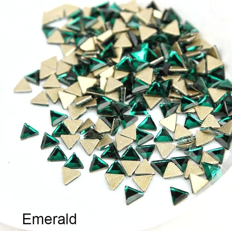 Стразы Emerald треугольник 3×3 мм, 10 шт