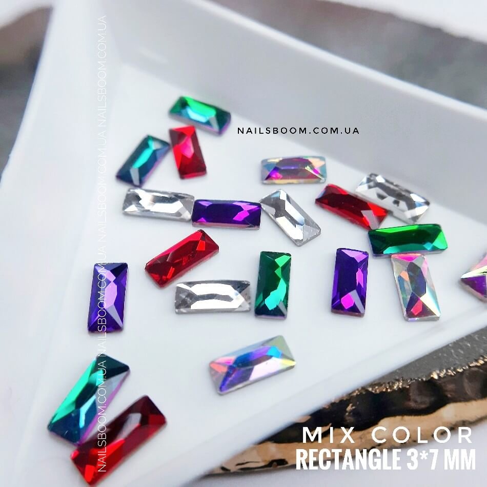 Стразы фигурные прямоугольные Rectangle MIX Color 3×7 мм, 20 шт