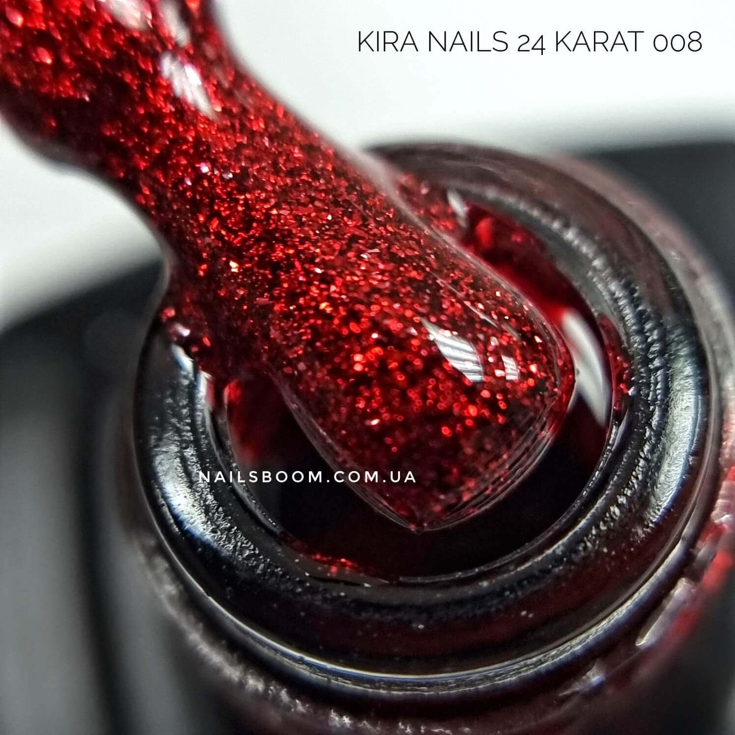 Гель-лак Kira Nails 24 Karat №008 (винний з блискітками), 6 мл