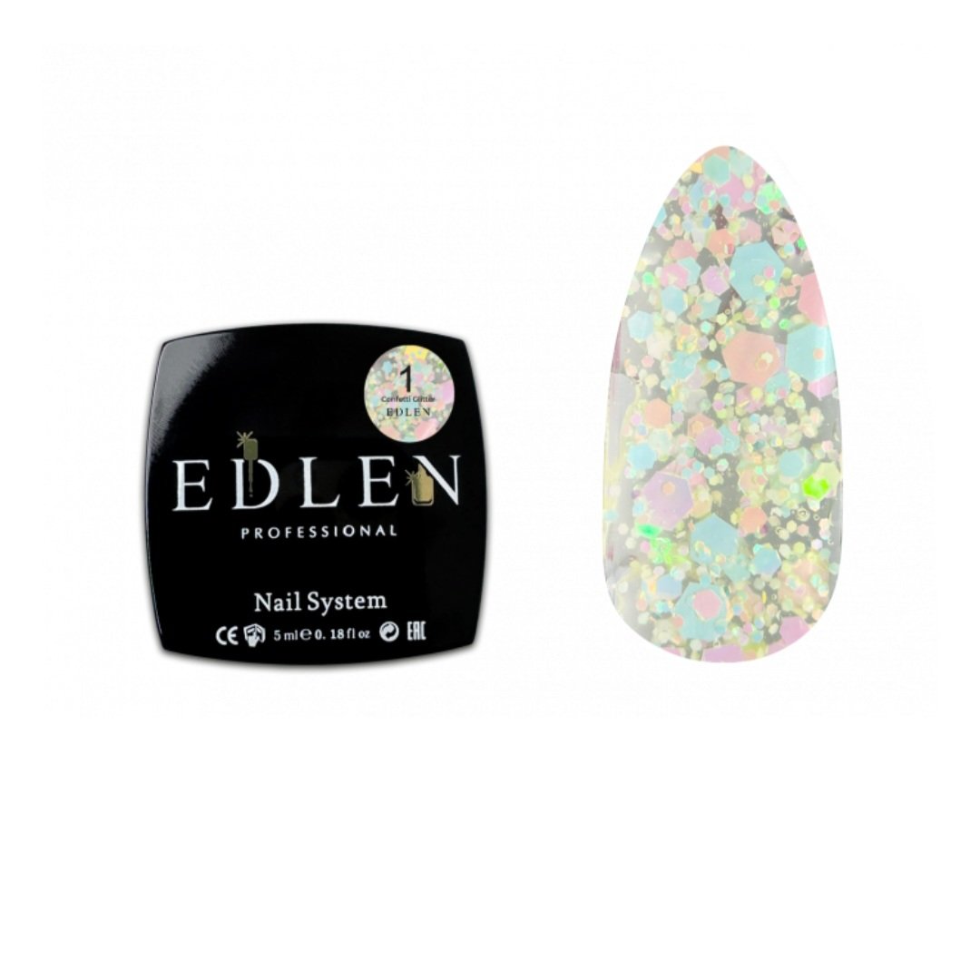 Гель-лак EDLEN Confetti Glitter №01, 5 мл