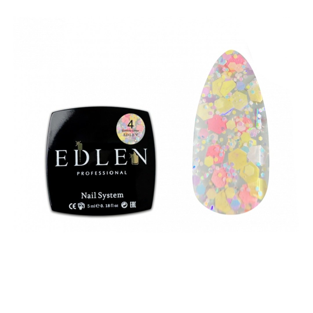 Гель-лак EDLEN Confetti Glitter №04, 5 мл